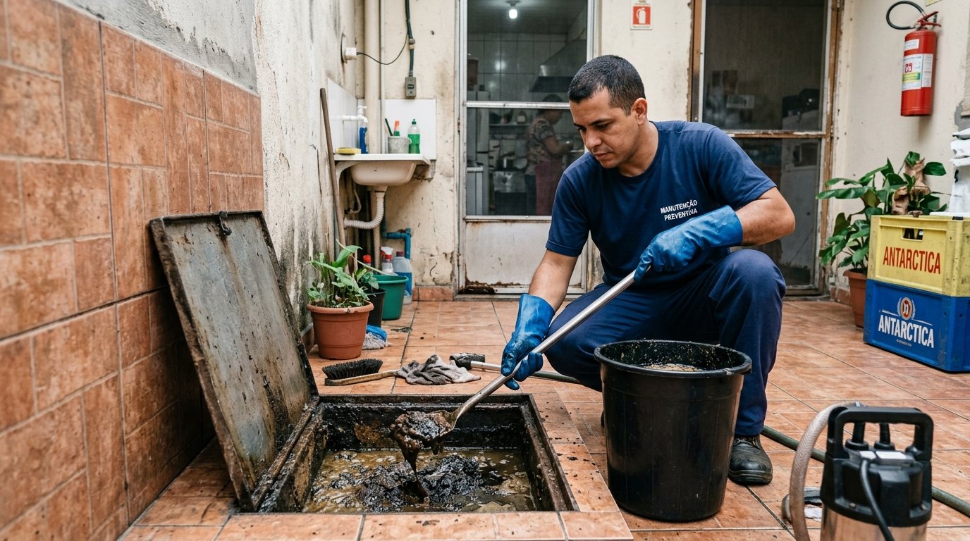 Limpeza de Caixa de Gordura com Equipe em Vitória‑ES